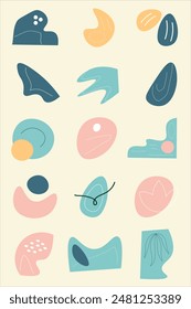 Abstract illustrative flat handraw vector element bundle