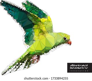 Abstract illustrator of parrot macaw consisting of geometric, lines, 
and shapes. Innovation Being independent in doing business concept. 