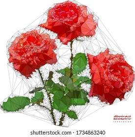 Abstract illustrator of rose consisting of geometric, lines and shapes. Innovation nature concept.