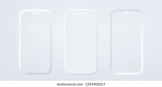 Abstract imafe of smart phone screen. Phone shape neumorphism style illustration