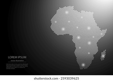 Abstract image Africa map from point Gray and glowing stars on a dark background. Vector illustration eps 10.