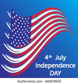 Abstract image of American flag on a blue background with a white inscription