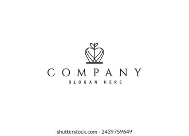 abstract image apple fruit logo vector illustration design line art style