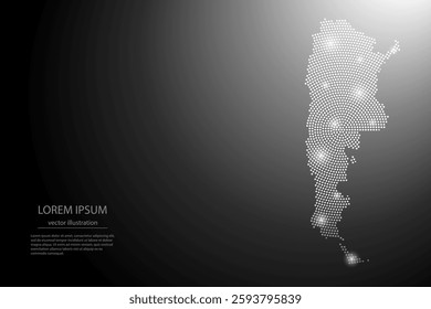 Abstract image Argentina map from point Gray and glowing stars on a dark background. Vector illustration eps 10.