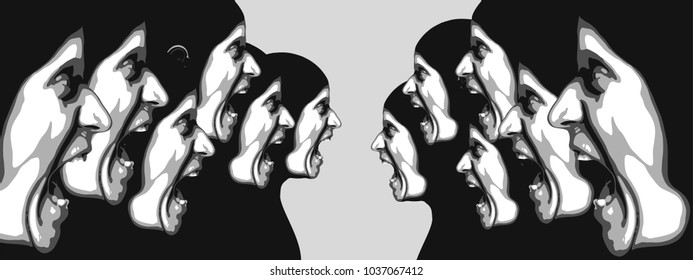 Abstract image of the arngry people