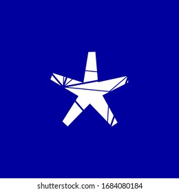Abstract image asterisk symbol in white color on blue background, interconnected digital vector networks