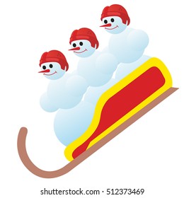 Abstract image of athletes of winter sports. The illustration on a white background.