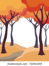 Abstract image of the autumn trees. Beautiful landscape. Vector background for design presentations, brochures, web sites and banners.