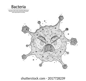 Abstract image bacteria in the form of lines and dots, consisting of triangles and geometric shapes. 3D Low poly vector background. Coronavirus. Infection. Cowid-19