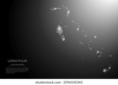 Abstract image The Bahamas map from point Gray and glowing stars on a dark background. Vector illustration eps 10.