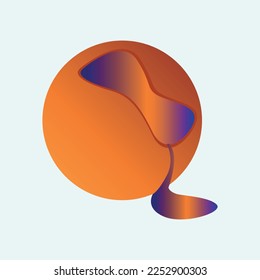 Abstract image. A ball with a hole from which a blue-gold liquid flows. Vector illustration isolated on white background for printing, backgrounds.postcards.