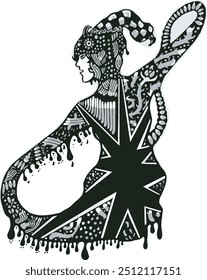 abstract image of beautiful dancer woman in black and white colour style