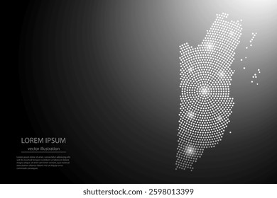 Abstract image Belize map from point Gray and glowing stars on a dark background. Vector illustration eps 10.