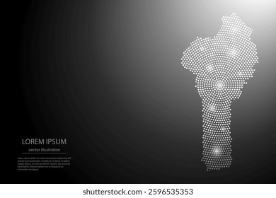 Abstract image Benin map from point Gray and glowing stars on a dark background. Vector illustration eps 10.