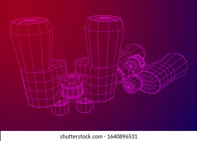 Abstract image of a binoculars. Searching or business vision concept. Wireframe low poly mesh vector illustration