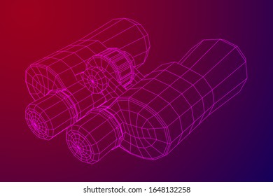 Abstract image of a binoculars. Searching or business vision concept. Wireframe low poly mesh vector illustration