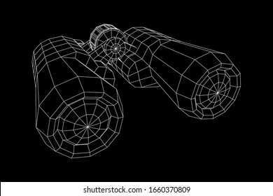 Abstract image of a binoculars. Searching or business vision concept. Wireframe low poly mesh vector illustration