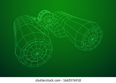 Abstract image of a binoculars. Searching or business vision concept. Wireframe low poly mesh vector illustration