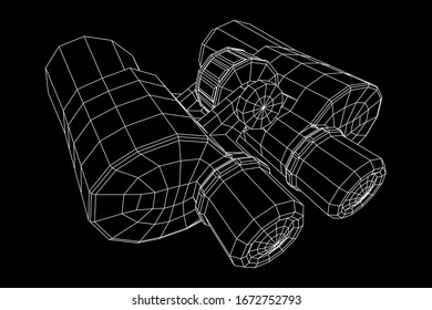 Abstract image of a binoculars. Searching or business vision concept. Wireframe low poly mesh vector illustration