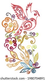 imagen abstracta de un pájaro sobre flores