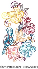imagen abstracta de un pájaro sobre flores