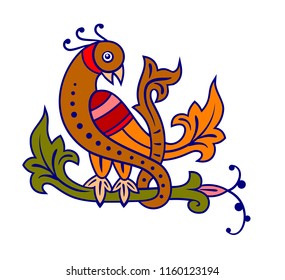 Abstract image of a bird sitting on a vine