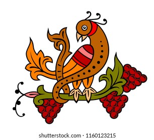 Abstract image of a bird sitting on a vine