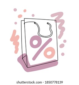 Abstract image with a black line of a bag