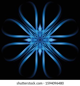 Abstract Image of Blazing Hot Blue Fire Cross and Plasma Effects. Movement Soft Fire Flame. Beauty Texture of Amazing Magic Fire Light Effect Isolated on Black Background