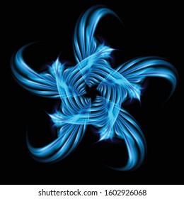 Abstract Image of Blazing Hot Blue Fire Swirl and Plasma Effects. Movement Soft Fire Flame. Beauty Texture of Amazing Magic Fire Light Effect on Black