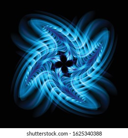 Abstract Image of Blazing Hot Blue Fire Swirl and Plasma Effects. Movement Soft Fire Flame. Beauty Texture of Amazing Magic Fire Light Effect on Black Backdrop