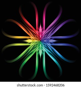 Abstract Image of Blazing Hot Colored Fire Cross and Plasma Effects. Movement Soft Fire Flame. Beauty Texture of Amazing Magic Fire Light Effect Isolated on Black Background