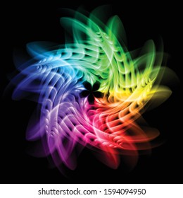 Abstract Image of Blazing Hot Colored Fire Swirl and Plasma Effects. Movement Soft Fire Flame. Beauty Texture of Amazing Magic Fire Light Effect Isolated on Black Backdrop
