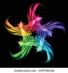 Abstract Image of Blazing Hot Colored Fire Swirl and Plasma Effects. Movement Soft Fire Flame. Beauty Texture of Amazing Magic Fire Light Effect on Black