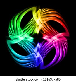 Abstract Image of Blazing Hot Colored Fire Swirl and Plasma Effects. Movement Soft Fire Flame. Beauty Texture of Amazing Magic Fire Light Effect Isolated on Black Background