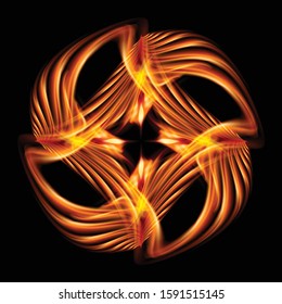 Abstract Image of Blazing Hot Fire Swirl and Plasma Effects. Movement Soft Fire Flame. Beauty Texture of Amazing Magic Fire Light Effect Isolated on Black Background