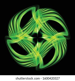 Abstract Image of Blazing Hot Green Fire Swirl and Plasma Effects. Movement Soft Fire Flame. Beauty Texture of Amazing Magic Fire Light Effect Isolated on Black Background
