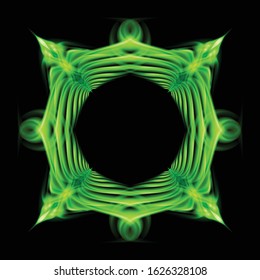 Abstract Image of Blazing Hot Green Fire and Plasma Effects. Movement Soft Fire Flame. Beauty Texture of Amazing Magic Fire Effect on Black Background