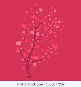 Abstract image of a blooming love tree with hearts instead of leaves.