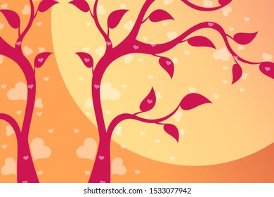 Abstract image of a blooming love tree with hearts instead of leaves.