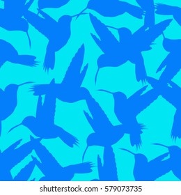 Abstract image of blue bird on a light blue background, pattern. Vector