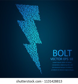 Abstract image of bolt in the form of a starry sky or space, consisting of points, lines, and shapes in the form of planets, stars and the universe. Vector best deal. vector Eps 10