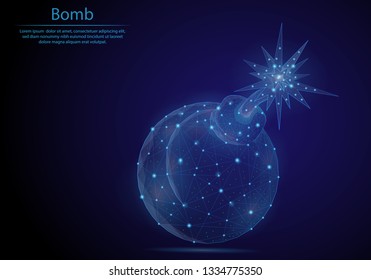Abstract image bomb in the form of a starry sky or space, consisting of points, lines, and shapes in the form of planets and the universe. Low poly vector background.