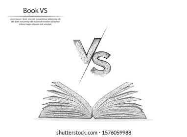 Abstract image Books and VS in the form of lines and dots, consisting of triangles and geometric shapes. 3D Low poly vector background. Comic book