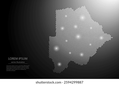 Abstract image Botswana
 map from point Gray and glowing stars on a dark background. Vector illustration eps 10.