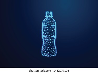Abstract image of a bottle Connection and disconnection concept. lines, triangles and particle style design. Illustration 