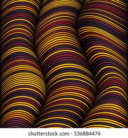 Abstract image with bright distorted lines. The illusion of volume. Cords or wires.