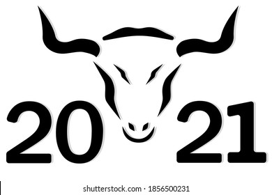 Abstract image of a bull. Banner, background, cover, calendar dedicated to the new 2021 year of the bull. Happy 2021 Chinese New Year greetings. Vector illustration.
