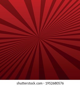 Abstract image, burgundy rays of the sun on a red background - Vector illustration