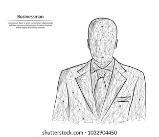 Abstract image businessman in the form of lines and dots, consisting of triangles and geometric shapes. Low poly vector background.